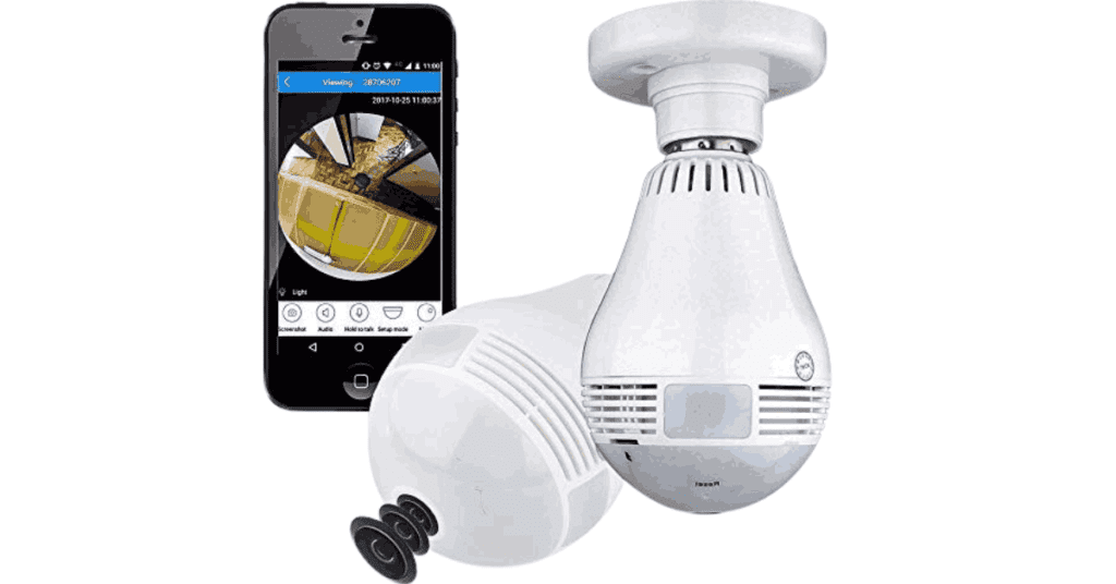 Lâmpada Câmera espiã Ip Led Wifi Hd Panorâmica 360º