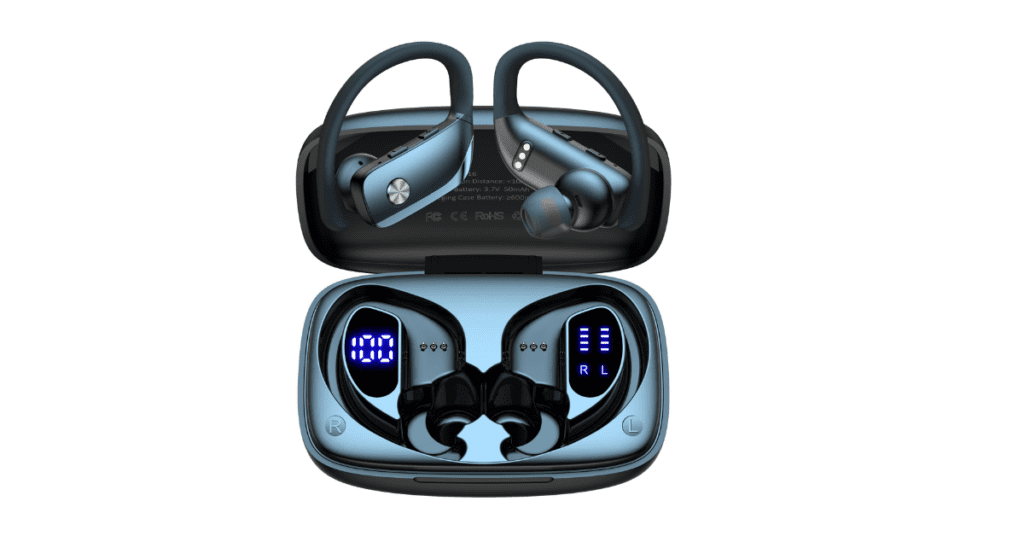 Fone de ouvido, sem fio, Bluetooth, reprodução esportiva, acessível, esportistas, longa duração de bateria, funcionalidades práticas, 48 horas, recargas frequentes, carregar sem fio, USB tipo C, conveniência, flexibilidade, controle de um toque, gerenciamento de músicas, chamadas, foco no treino, conexão automática, estojo, intra-auricular sem fio, uso contínuo, carregamento, controle de toque, empate automático, ganchos de orelha ajustáveis, encaixe seguro, preço acessível, qualidade sonora, modelos premium, esportistas, opção confiável, adequada, usuários, eficiente.